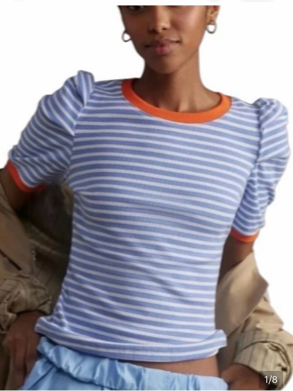 Anthropologie Maeve Striped Short Sleeve top